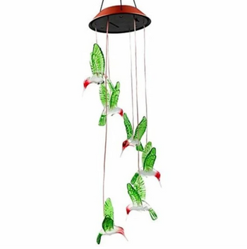 Color Changing LED Solar Powered Hummingbird Wind Chime Lights