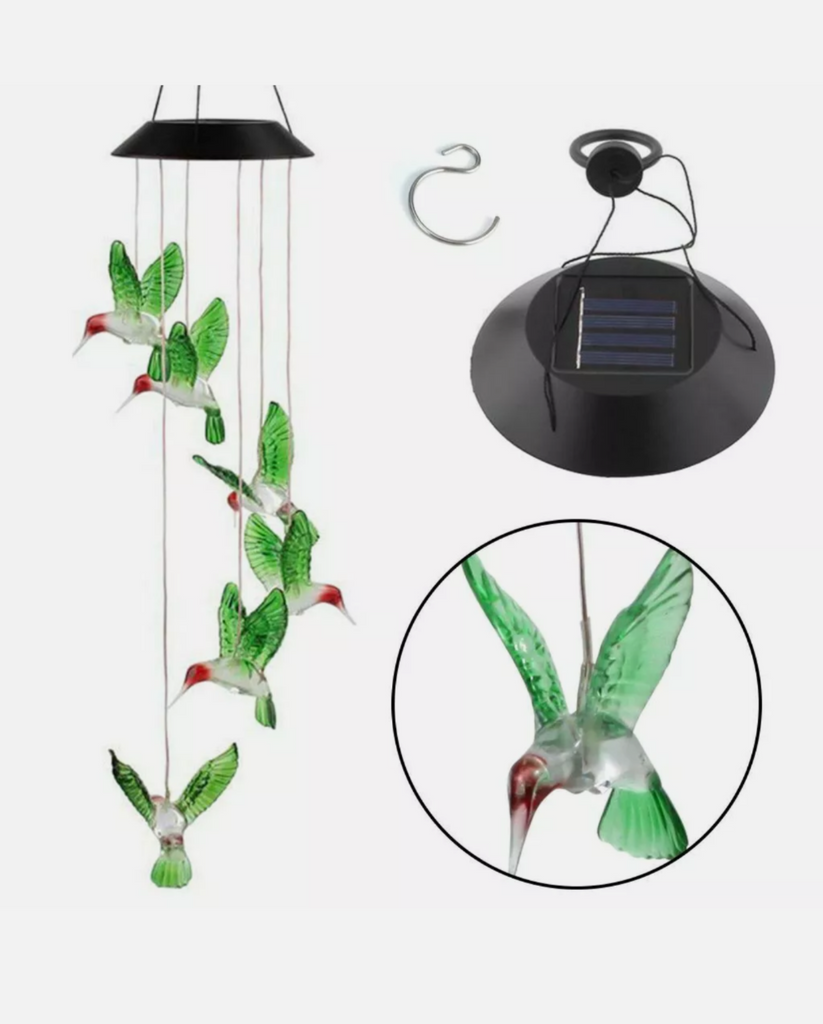 Color Changing LED Solar Powered Hummingbird Wind Chime Lights